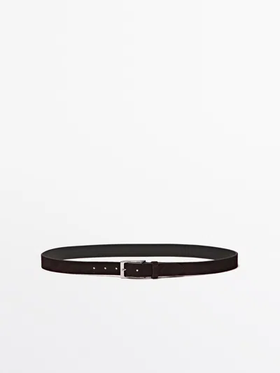 Massimo Dutti Cinturón Piel Napa Afelpada In Black