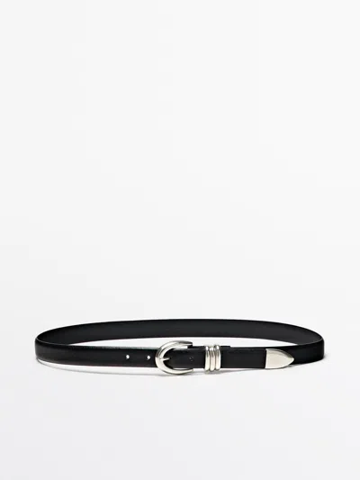 Massimo Dutti Cinturón Piel Napa Detalle Metálico In Black