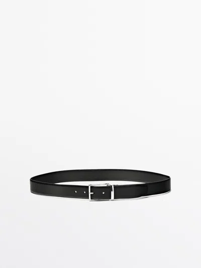 Massimo Dutti Cinturón Reversible Piel Napa In Black