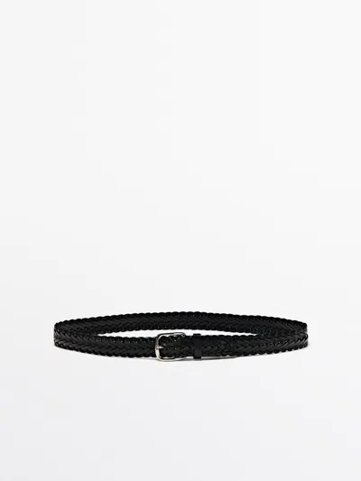 Massimo Dutti Cinturón Trenzado Piel Napa In Black