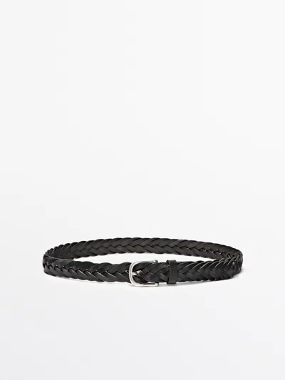 Massimo Dutti Cinturón Trenzado Piel Napa In Black