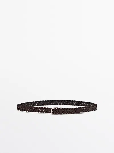Massimo Dutti Cinturón Trenzado Piel Napa In Black