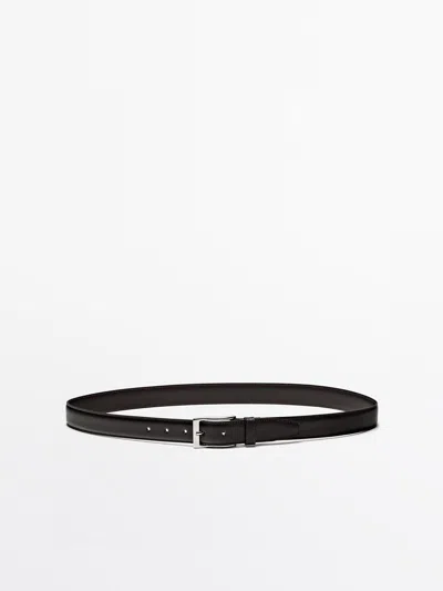 Massimo Dutti Cinturón Vestir Pespunte Piel Napa In Black