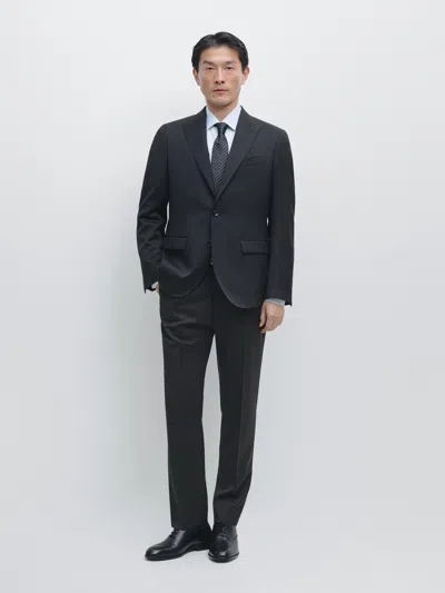 Massimo Dutti Pantalon De Costume En Laine Froide In Black
