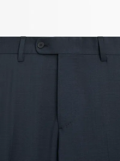 Massimo Dutti Cold Wool Suit Trousers In Blue