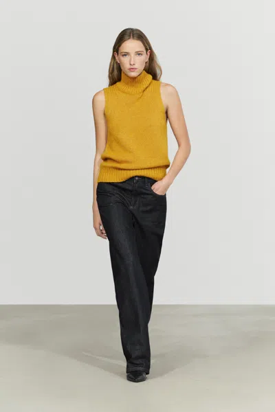 Massimo Dutti Colete De Malha Com Gola Alta E Lã In Black