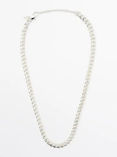 Massimo Dutti Collar Cadena Eslabones Plateada In Silver