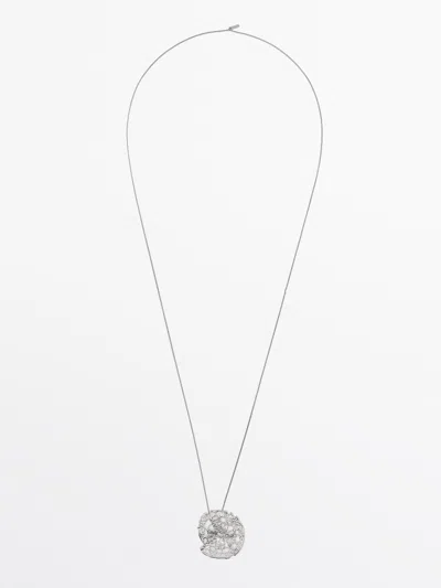 Massimo Dutti Collar Colgante Pieza Abstracta In Silver