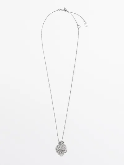 Massimo Dutti Collar Mini Colgante Pieza Abstracta In Silver