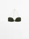 Massimo Dutti Contrast Bandeau Bikini Top In Moss