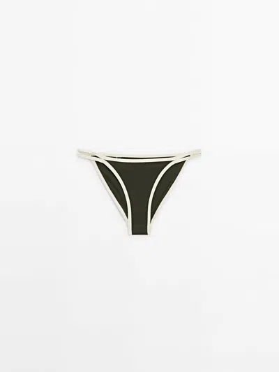 Massimo Dutti Contrast Bikini Bottoms In Moss