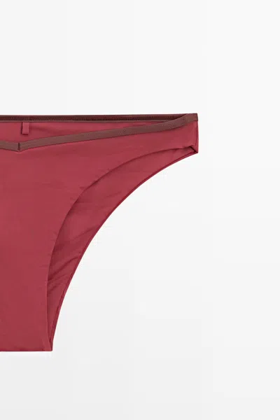 Massimo Dutti Contrast Bikini Bottoms In Pink