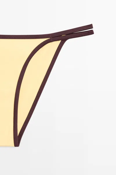 Massimo Dutti Contrast Bikini Bottoms In Yellow