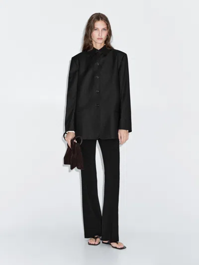 Massimo Dutti Contrast Collar Short Coat In Multi