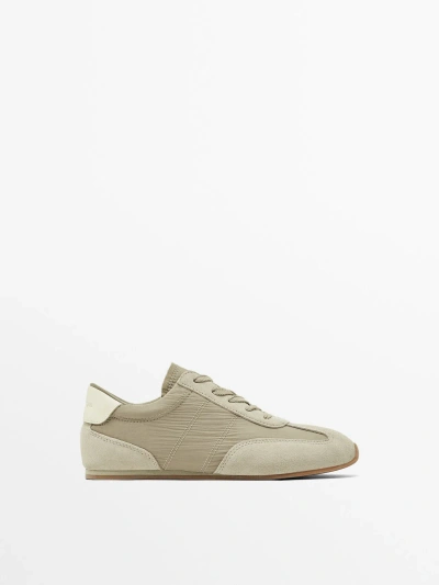 Massimo Dutti Contrast Fabric Trainers In Grey
