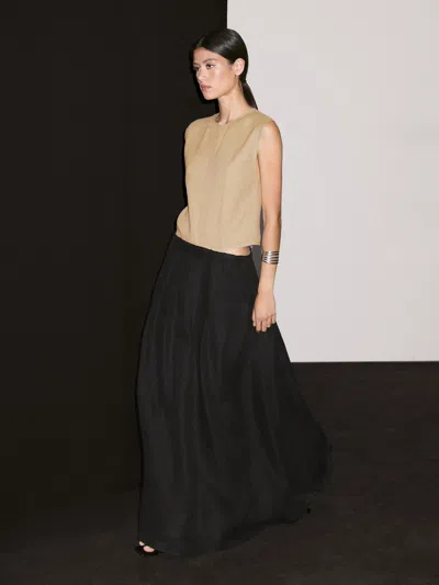 Massimo Dutti Contrast Long Dress With Side Slits In Multi