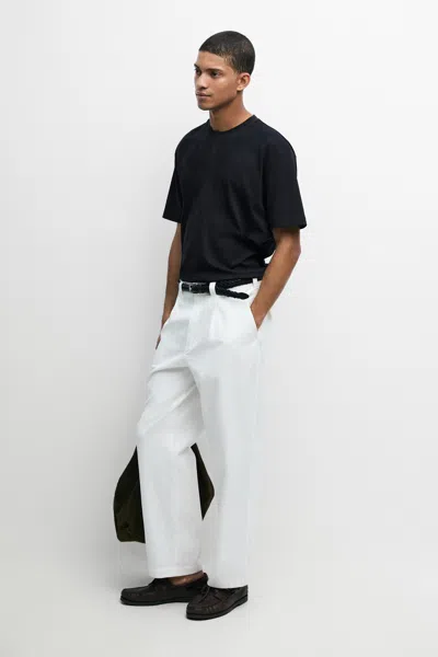 Massimo Dutti Contrast Neck Short Sleeve T In Navy Blue
