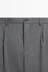 Massimo Dutti Cool Wool Blend Darted Pants In Gray