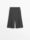 Massimo Dutti Cool Wool Darted Bermuda Shorts In Grey