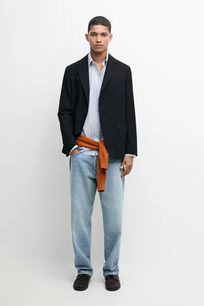 Massimo Dutti Cool Wool Textured Suit Blazer In Deep Blue