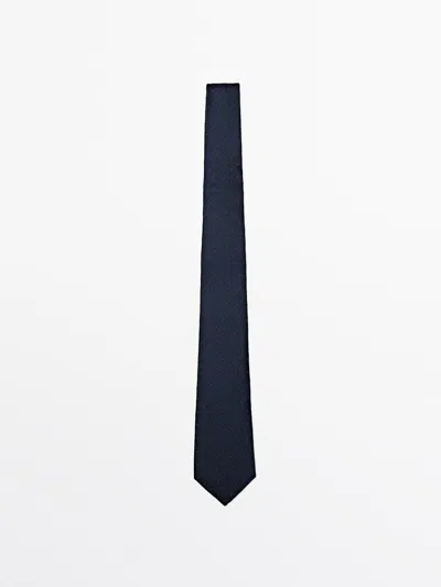 Massimo Dutti Corbata Estructura 100% Seda In Blue