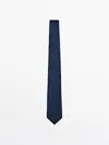 Massimo Dutti Corbata Estructura 100% Seda In Blue