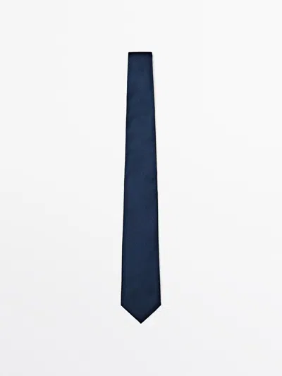 Massimo Dutti Corbata Estructura 100% Seda In Blue
