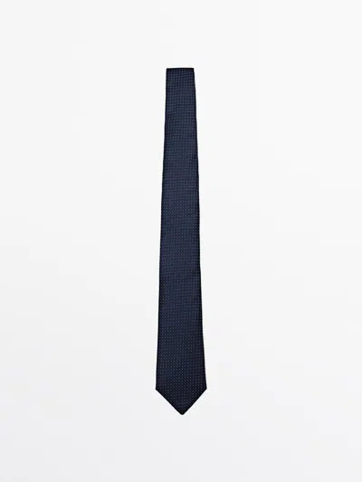 Massimo Dutti Corbata Puntos 100% Seda In Blue