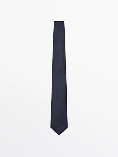 Massimo Dutti Corbata Puntos 100% Seda Morera In Blue