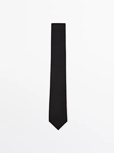 Massimo Dutti Corbata Sarga Con Algodón Y Seda In Black