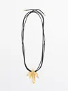 MASSIMO DUTTI CORD NECKLACE WITH FLOWER DETAIL