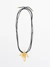 Massimo Dutti Cord Necklace With Flower Detail In Golden