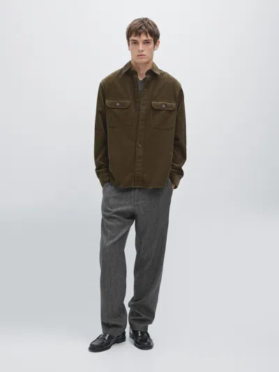 Massimo Dutti Corduroy Overshirt With Pockets In Multi
