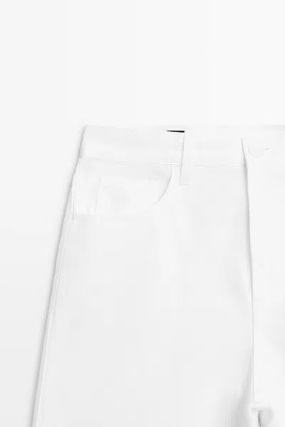 Massimo Dutti Cotton And Linen Bermuda Shorts In Transparent