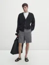 Massimo Dutti Bermudas Aus Baumwoll-leinenmischung In Azurblau