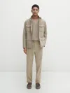 Massimo Dutti Jacke Mit Strukturmuster Mit Baumwolle Und Leinenanteil In Beige