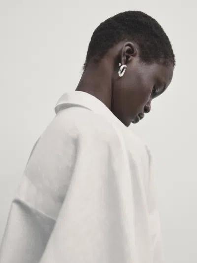 Massimo Dutti Hemd Baumwolle Und Leinen In White