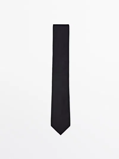 Massimo Dutti Cravate En Serge Avec Du Coton Et De La Soie In Black