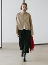 Massimo Dutti Cotton Blend Bomber Jacket In Neutral