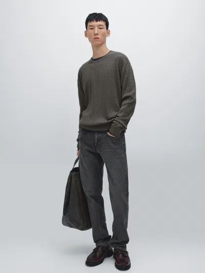 Massimo Dutti Cotton Blend Cable In Gray