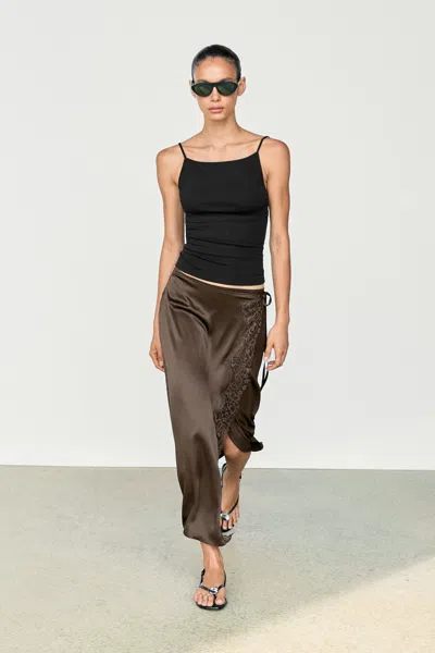 Massimo Dutti Cotton Blend Camisole Top In Black
