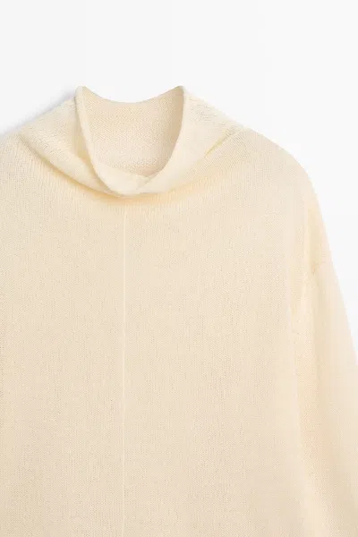 Massimo Dutti Cotton Blend Cutwork Knit Sweater In Pink