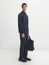 Massimo Dutti Hemdjacke Aus Baumwollmischgewebe Mit Doppelter Tasche In Marineblau
