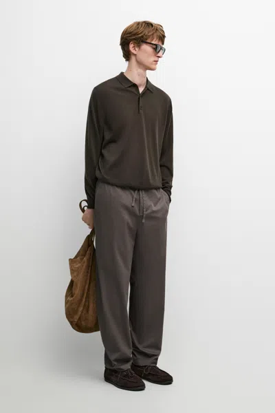 Massimo Dutti Cotton Blend Jogger Fit Pants In Gray