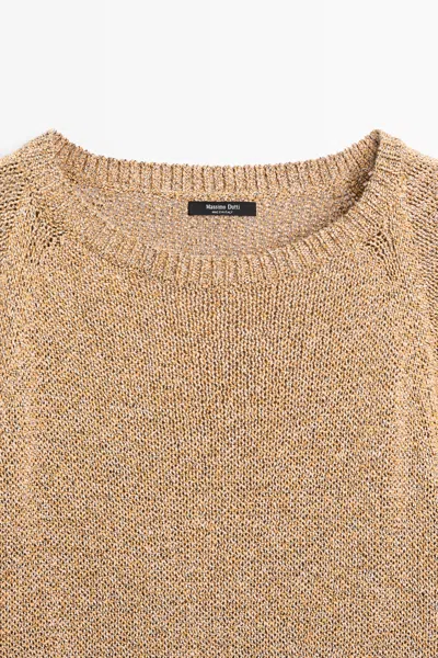 Massimo Dutti Cotton Blend Knit Sweater In Brown