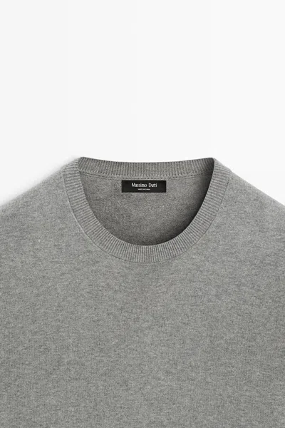 Massimo Dutti Cotton Blend Knit Sweater In Gray