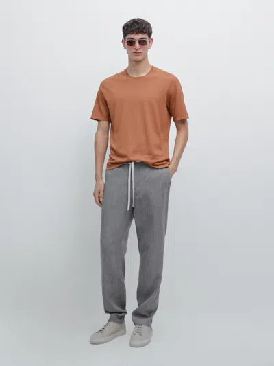 Massimo Dutti Cotton Blend Knit T In Brown