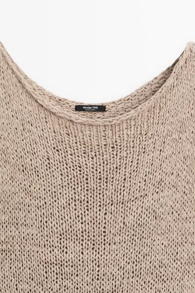 Massimo Dutti Cotton Blend Knit Top In Brown