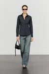 Massimo Dutti Camicia In Popeline Misto Cotone In Blue