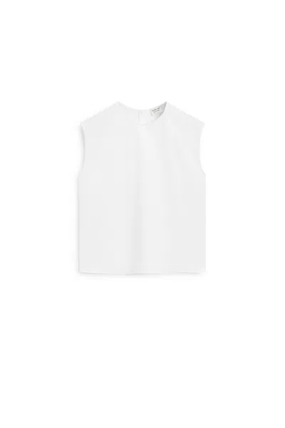 Massimo Dutti Top Popelina Mezcla Algodón In White